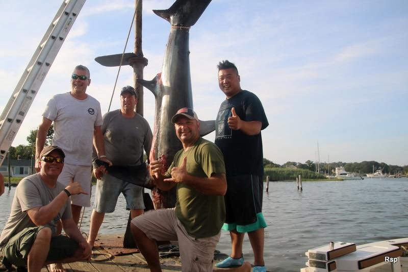Capt. Mike Flynn and mate Bob Abel, on the quest with three vets that caught a thresher shark, which took a little over four hours to bring in.